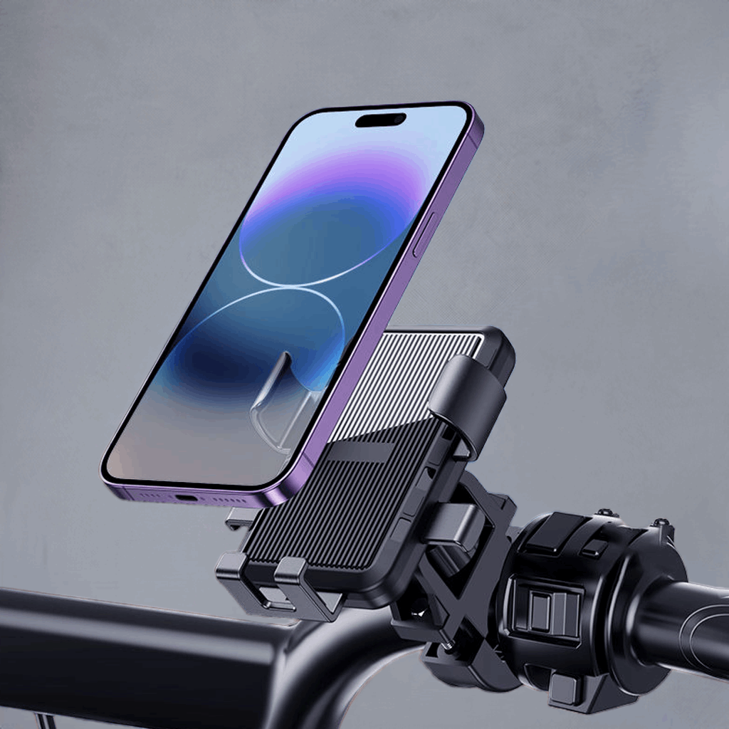 Electric bike mobile phone holder, motorcycle bicycle holder, rider mobile phone, car mounted battery car, shock-absorbing mobile phone holder - Home Fusion