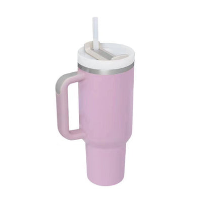 40 Oz Insulated Tumbler With Handle & Straw – Stainless Steel Spill-Proof Travel Mug. - Home Fusion