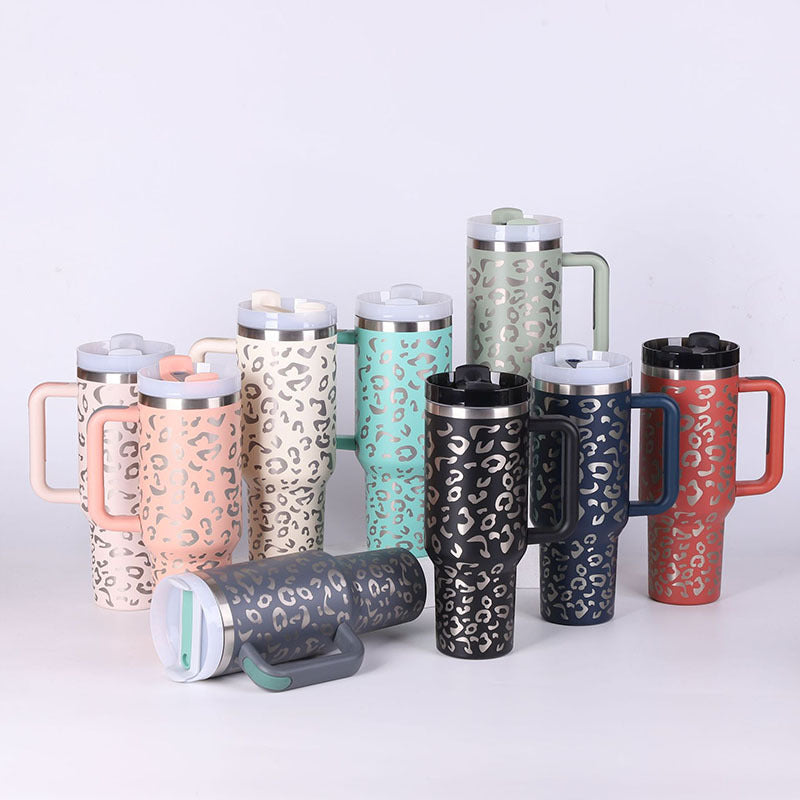 40 Oz Insulated Tumbler With Handle & Straw – Stainless Steel Spill-Proof Travel Mug. - Home Fusion