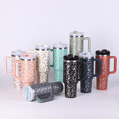 40 Oz Insulated Tumbler With Handle & Straw – Stainless Steel Spill-Proof Travel Mug. - Home Fusion