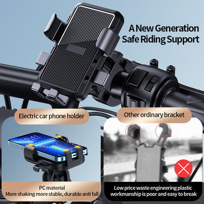 Electric bike mobile phone holder, motorcycle bicycle holder, rider mobile phone, car mounted battery car, shock-absorbing mobile phone holder - Home Fusion
