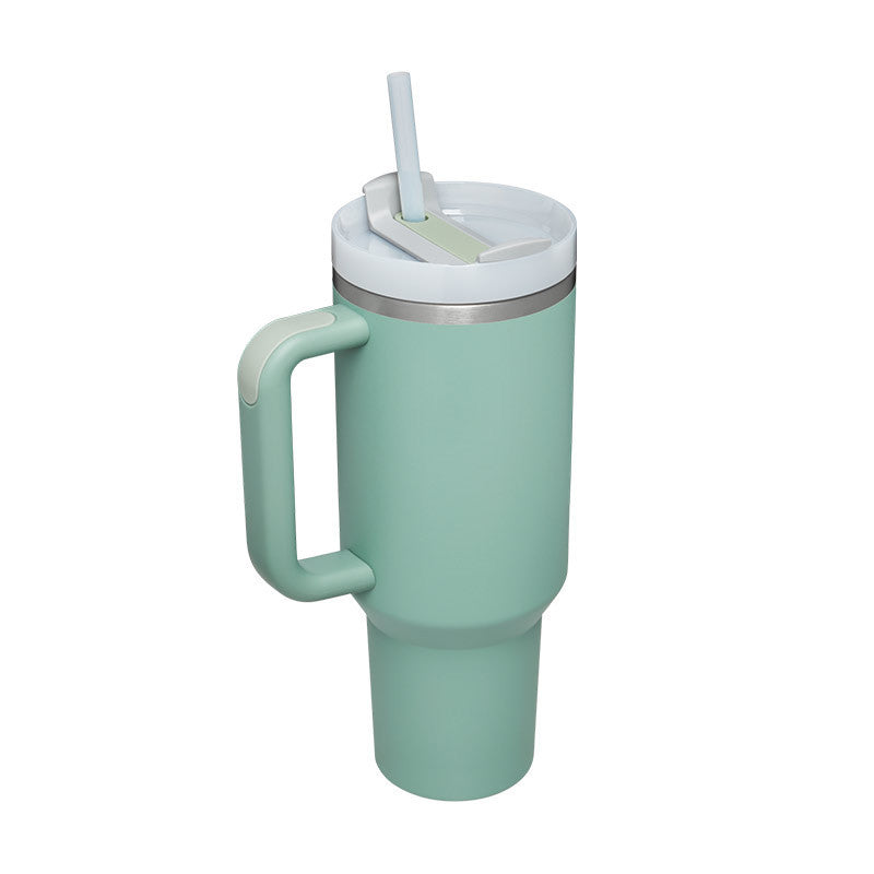 40 Oz Insulated Tumbler With Handle & Straw – Stainless Steel Spill-Proof Travel Mug. - Home Fusion