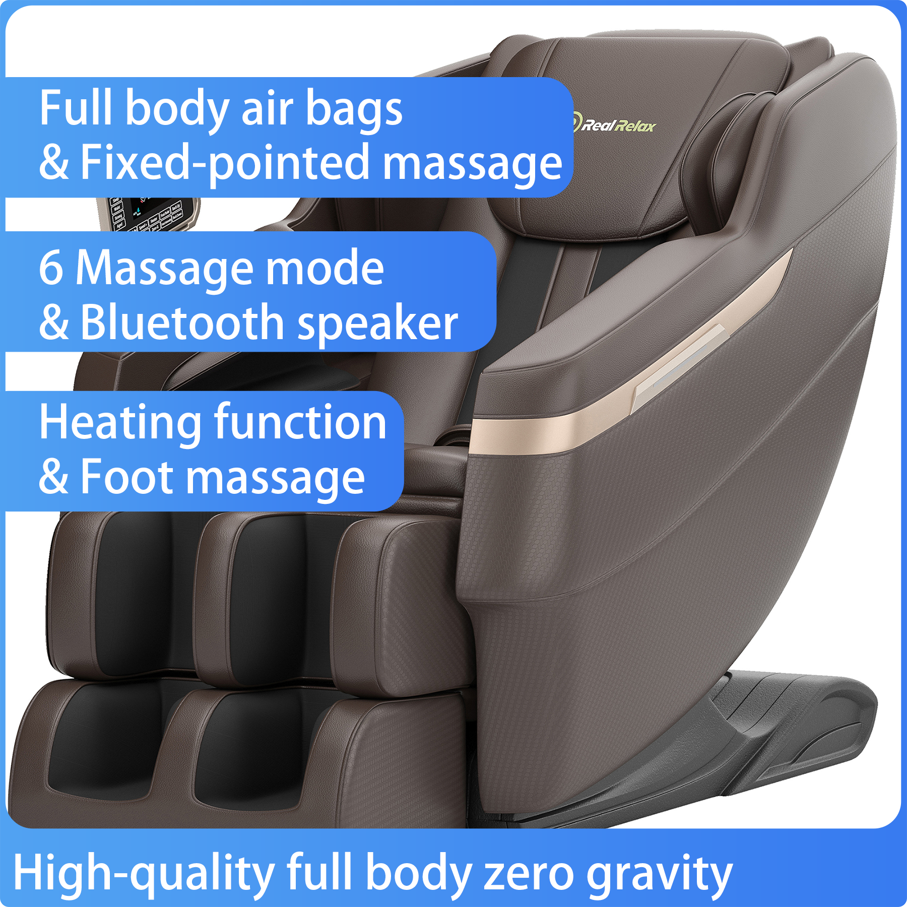 Real Relax Full-Body Zero Gravity Shiatsu Electric Massage Chair – Black. - Home Fusion