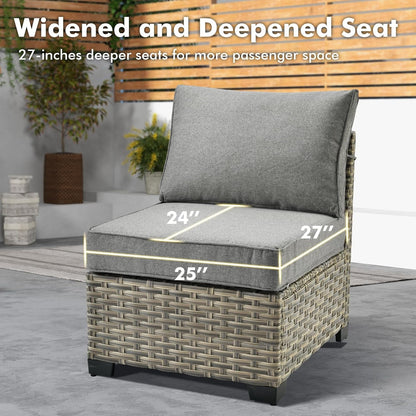 WEAXTY 6 Pieces Wicker Patio Furniture,Outdoor Sectional Furniture Set with Cushions and Luminous Coffee Table,All-Weather Conversation Sets Patio Furniture(Dark Gray)