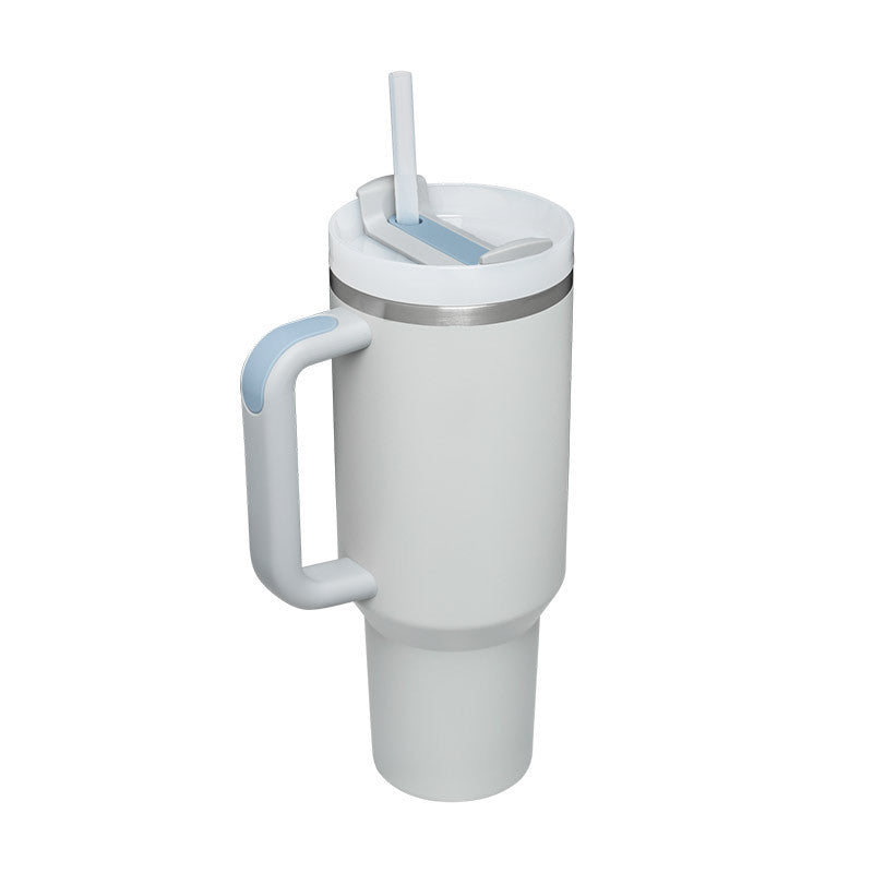 40 Oz Insulated Tumbler With Handle & Straw – Stainless Steel Spill-Proof Travel Mug. - Home Fusion