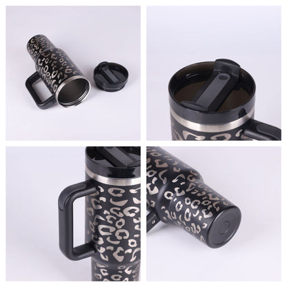 40 Oz Insulated Tumbler With Handle & Straw – Stainless Steel Spill-Proof Travel Mug. - Home Fusion