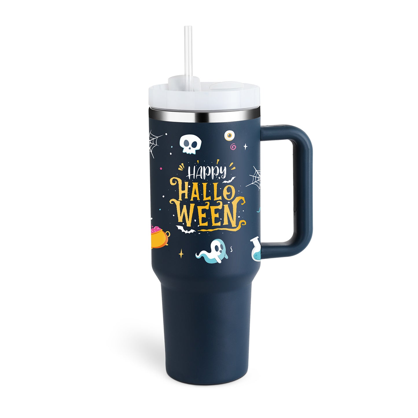 40 Oz Insulated Tumbler With Handle & Straw – Stainless Steel Spill-Proof Travel Mug. - Home Fusion