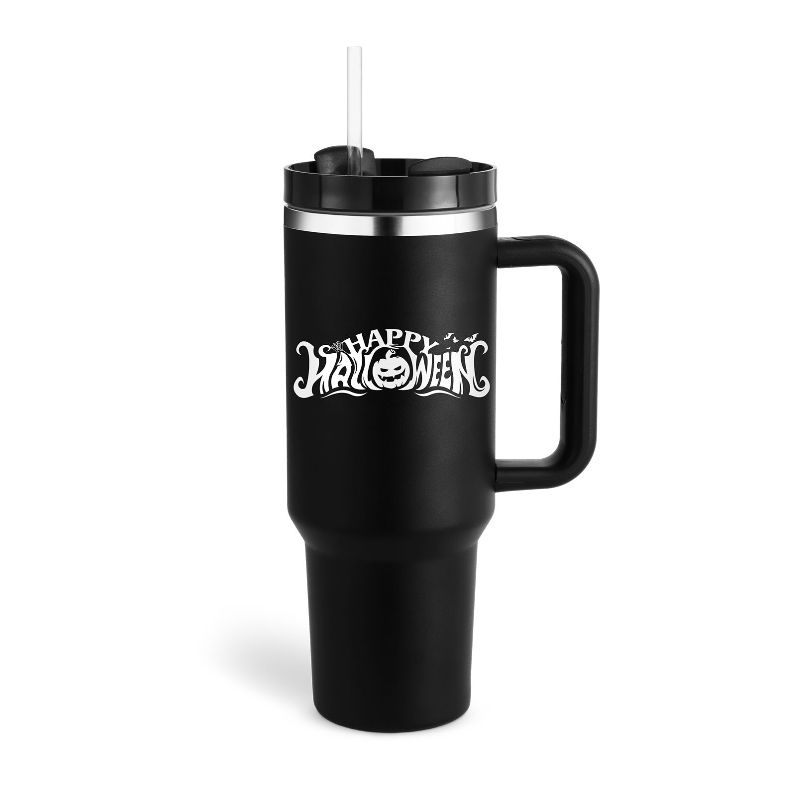 40 Oz Insulated Tumbler With Handle & Straw – Stainless Steel Spill-Proof Travel Mug. - Home Fusion