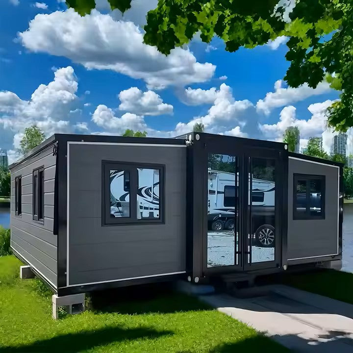 Foldable & Portable 20FT Expandable Tiny House: Modern Prefab Home with Full Amenities (1-2 Bed, Bath, Kitchen) - Home Fusion