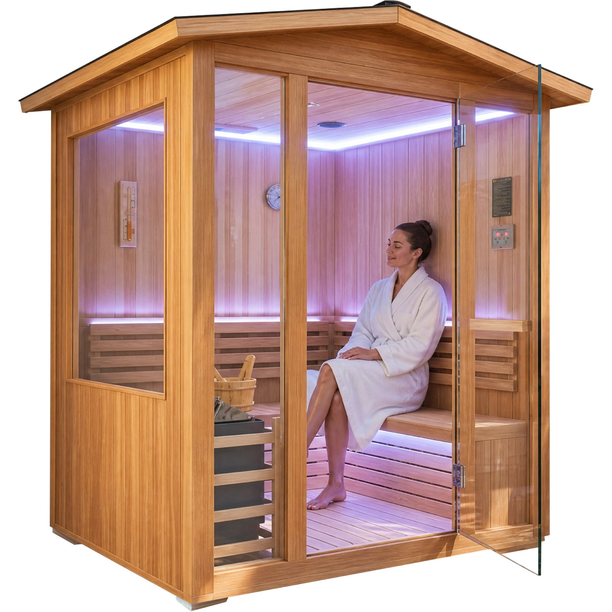 6000W Outdoor Traditional Steam Sauna for 4 People – Cedar Wood Sauna.