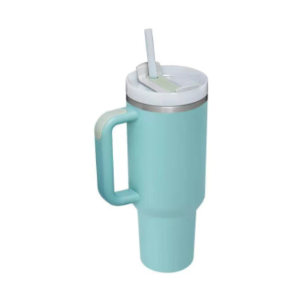 40 Oz Insulated Tumbler With Handle & Straw – Stainless Steel Spill-Proof Travel Mug. - Home Fusion