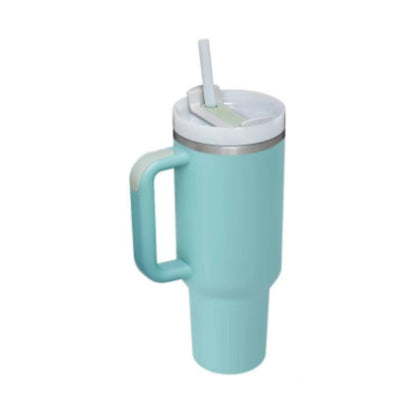 40 Oz Insulated Tumbler With Handle & Straw – Stainless Steel Spill-Proof Travel Mug. - Home Fusion