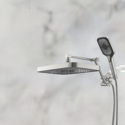 shower head，14 Inch Shower Head With Handheld, High-Pressure Rain/Rainfall Shower Heads With 3+1 Settings Handheld Spray, - Home Fusion