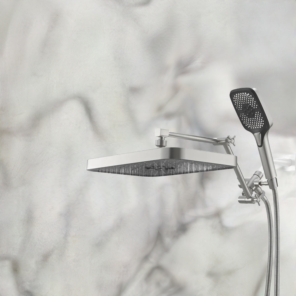 shower head，14 Inch Shower Head With Handheld, High-Pressure Rain/Rainfall Shower Heads With 3+1 Settings Handheld Spray, - Home Fusion