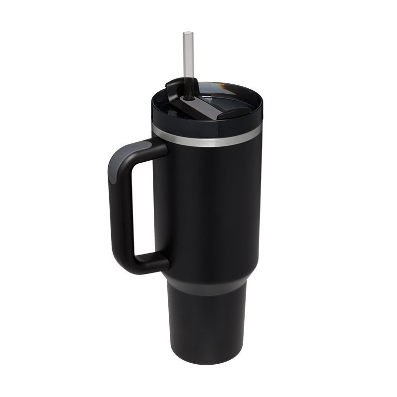 40 Oz Insulated Tumbler With Handle & Straw – Stainless Steel Spill-Proof Travel Mug. - Home Fusion