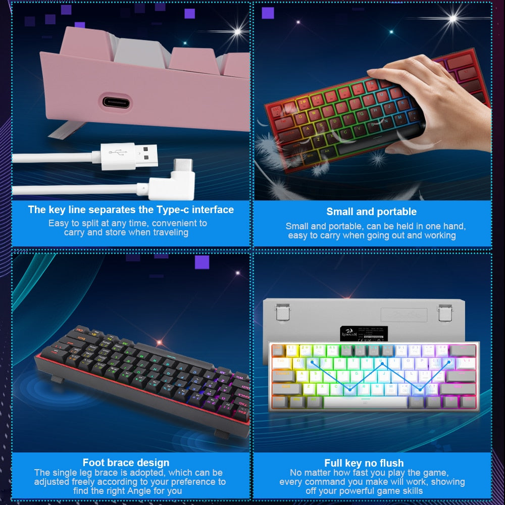 Mini Mechanical Gaming Wired Keyboard - Home Fusion