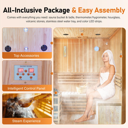 6000W Outdoor Traditional Steam Sauna for 4 People – Cedar Wood Sauna.