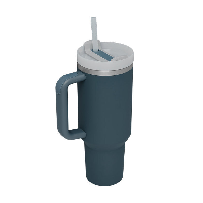 40 Oz Insulated Tumbler With Handle & Straw – Stainless Steel Spill-Proof Travel Mug. - Home Fusion