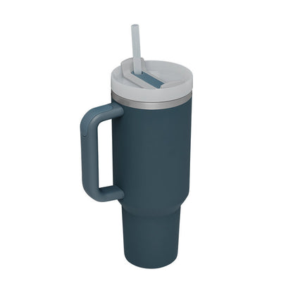 40 Oz Insulated Tumbler With Handle & Straw – Stainless Steel Spill-Proof Travel Mug. - Home Fusion