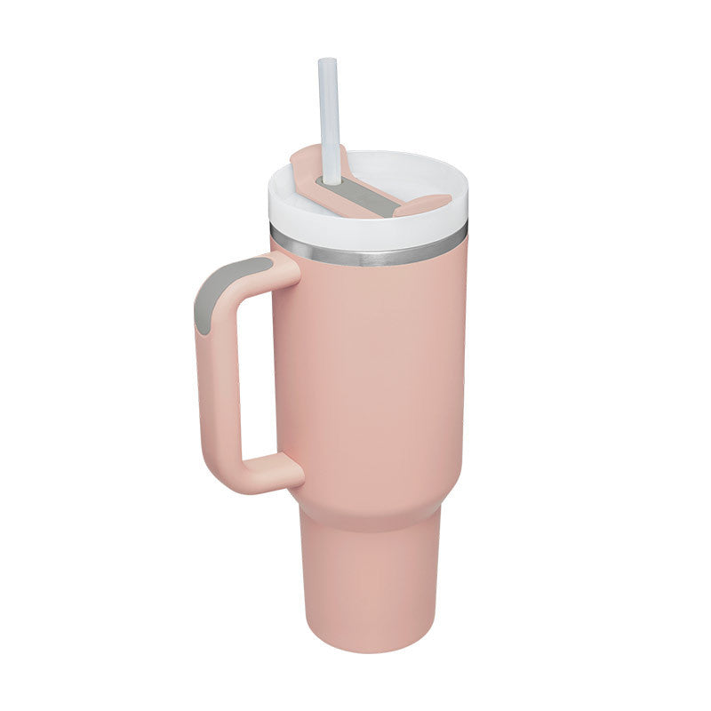 40 Oz Insulated Tumbler With Handle & Straw – Stainless Steel Spill-Proof Travel Mug. - Home Fusion