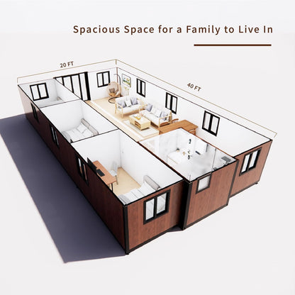40FT Portable Tiny Home – 3 Bed, Modular Kitchen & Full Bathroom - Home Fusion