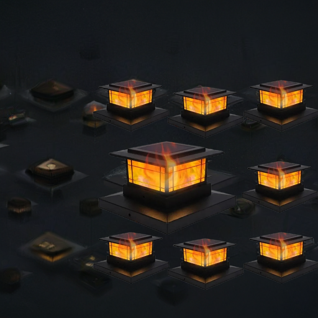 lamp 8 Pack Solar Flame Post Lights Outdoor, High Brightness Flickering Flame SMD LED Lighting Decor, Fit 4x4, 5x5 or 6x6Wooden Posts 076823-f9.myshopify.com