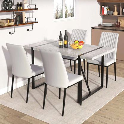 Dining Chairs Set of 4, Comfortable Upholstered Seat with Metal Legs, Curved Backrest Kitchen Chair for Living, Bedroom, Restaurant, Easy Assemble, Gray - Home Fusion