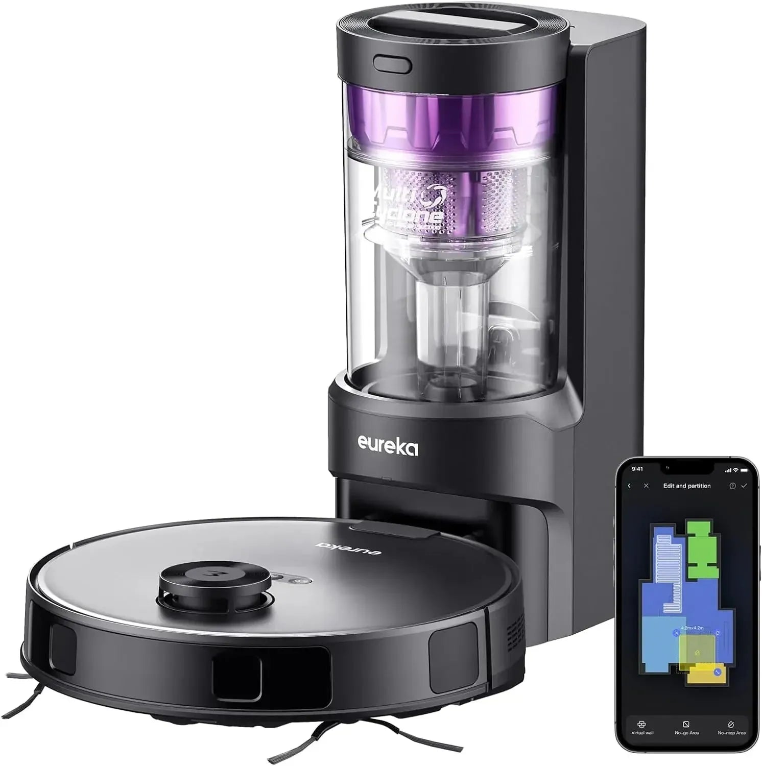 Robotic Vacuum and Mop ComboCarpet&Floor, Auto Lifting Mop, LiDAR Navigation, App Control - Home Fusion
