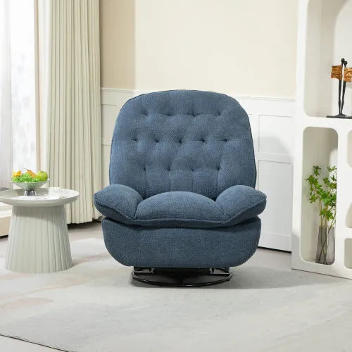 360° Swivel Recliner Adjustable Chair Chenille Glider Swivel Reclining Sofa Chair with Black Metal Round Base - Gray