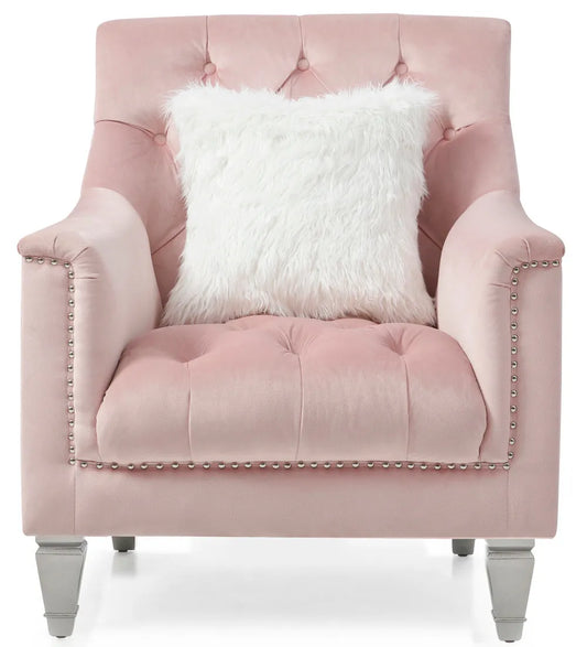 Glory Furniture Pink Chair – Modern Velvet Accent Chair for Living Room - Home Fusion
