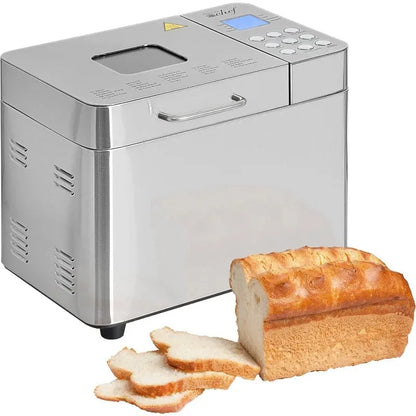 2 LB Stainless Steel Bread Maker with 25 Smart Cooking Programs and Included Accessories, Measuring Cup - Home Fusion