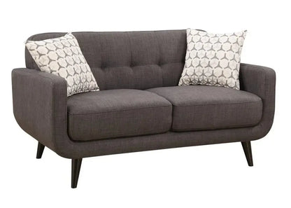 61" Charcoal And Black Loveseat and Toss Pillows - Home Fusion