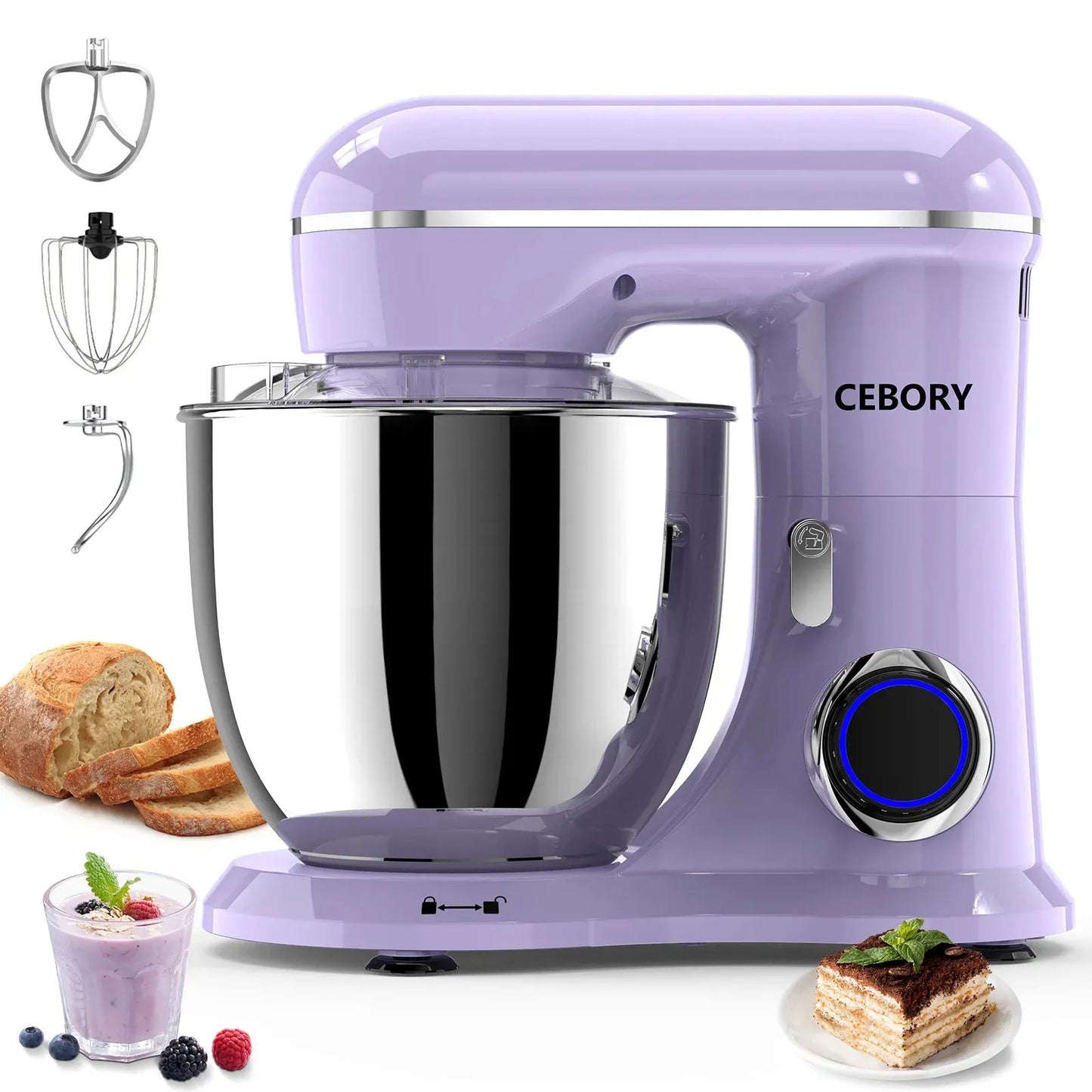 3-IN-1 Electric Stand Mixer Set 660W 10-Speed with Pulse Button 6.5QT Bowl Dough - Home Fusion