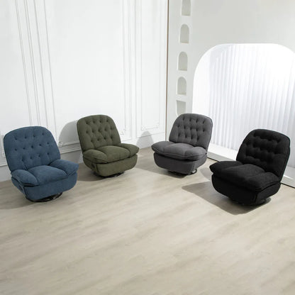 360° Swivel Recliner Adjustable Chair Chenille Glider Swivel Reclining Sofa Chair with Black Metal Round Base - Gray