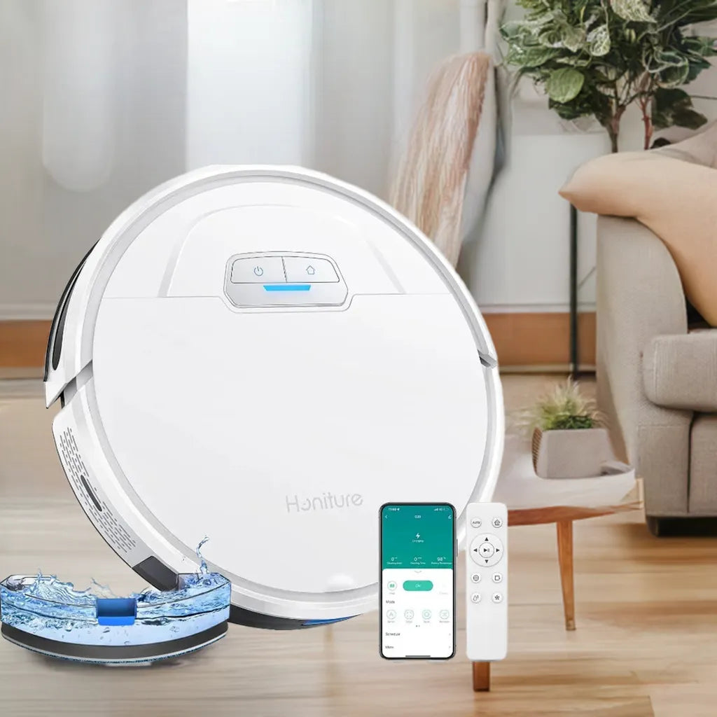 HONITURE Robot Vacuum and Mop Combo, 4000pa Strong Suction, G20 Robot Vacuum Cleaner with Self-Charging, 150Mins Max - Home Fusion