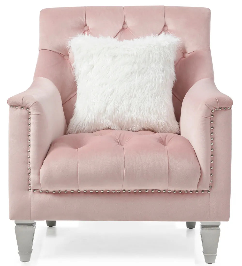Glory Furniture Pink Chair – Modern Velvet Accent Chair for Living Room - Home Fusion