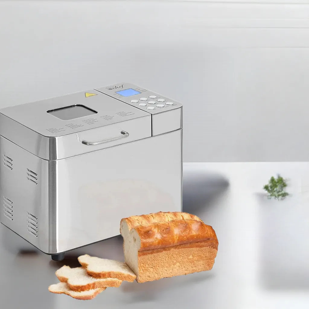 2 LB Stainless Steel Bread Maker with 25 Smart Cooking Programs and Included Accessories, Measuring Cup - Home Fusion