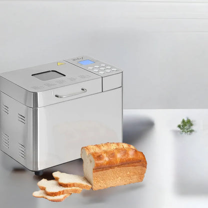 2 LB Stainless Steel Bread Maker with 25 Smart Cooking Programs and Included Accessories, Measuring Cup - Home Fusion