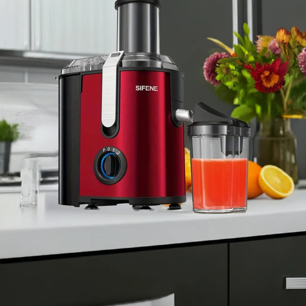 High-Power Hervigour Juicer Machine, Large 3.2" Feed Chute, Quick Juice Extractor for Whole Fruits & Veggies, 3-Speed Settings, - Home Fusion