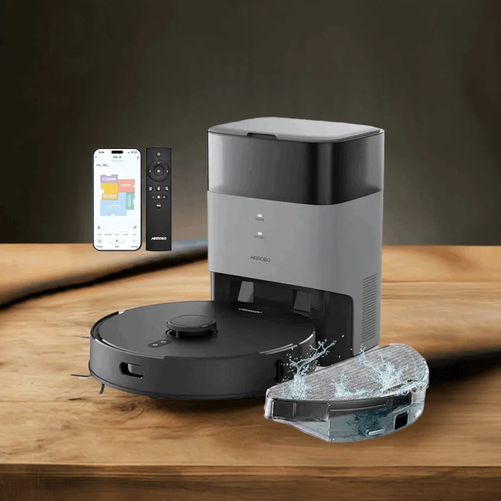 AIRROBO Robot Vacuum and Mop Combo, Self-Emptying, 60-Day Capacity, Home Mapping, Schedule, Wi-Fi/App/Alexa/Remote - Home Fusion