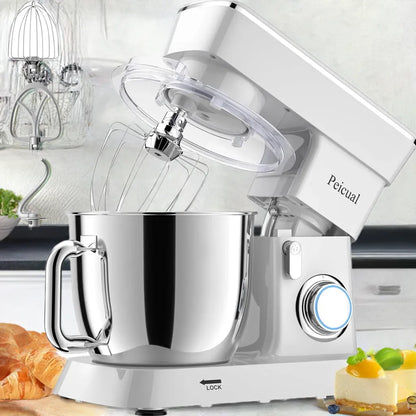 Stand Mixer, 5.5QT 10+P Speed Tilt-Head Kitchen Electric Mixer, Food Mixer with Stainless Steel Bowl, Dough Hook, Flat Beater - Home Fusion