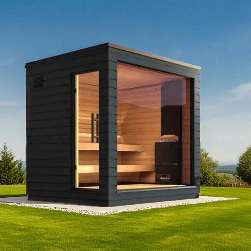 Red Cedar 6-Person Smart Outdoor Sauna | Home Fusion™ Traditional Dry Steam Spa. - Home Fusion