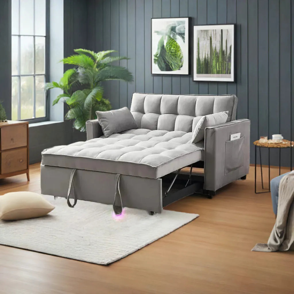 Convertible Sleeper Sofa Bed | Modern Pullout Couch with Adjustable Backrest | Loveseat Futon - Home Fusion