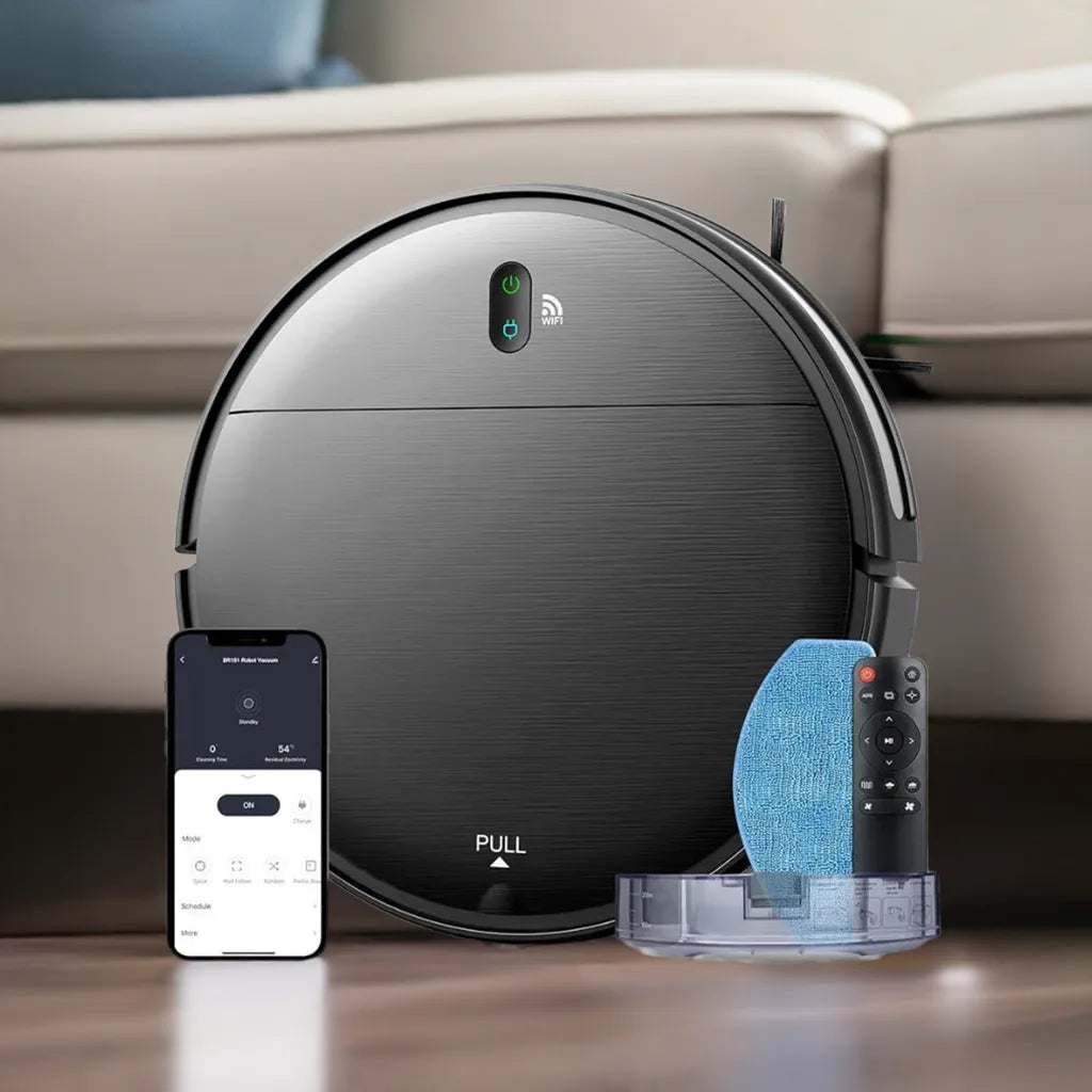 Robot Vacuum and Mop Combo, 2 in 1 Mopping Robot Vacuum Cleaner with Schedule, Wi-Fi/App/Alexa, 1400Pa Max Suction, - Home Fusion