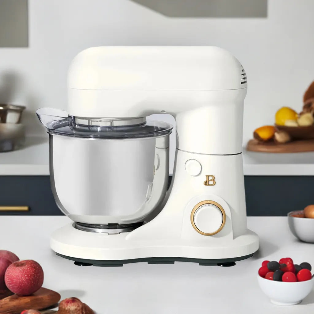 Beautiful 3.5 Qt Stand Mixer, Lightweight & Powerful with Tilt-Head, White Icing - Home Fusion
