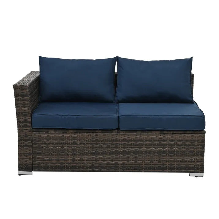 4 Set Wicker Furniture With Tempered Glass Coffee Table - Home Fusion