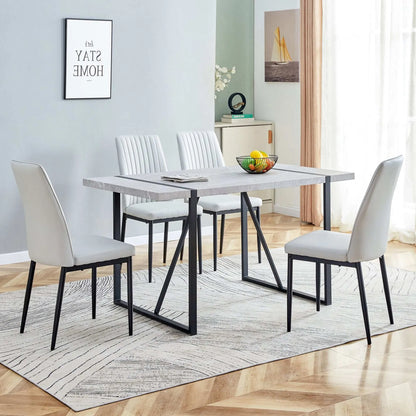 Dining Chairs Set of 4, Comfortable Upholstered Seat with Metal Legs, Curved Backrest Kitchen Chair for Living, Bedroom, Restaurant, Easy Assemble, Gray - Home Fusion