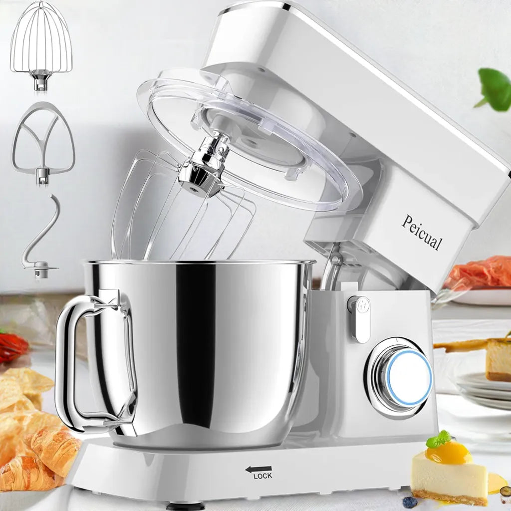 Stand Mixer, 5.5QT 10+P Speed Tilt-Head Kitchen Electric Mixer, Food Mixer with Stainless Steel Bowl, Dough Hook, Flat Beater - Home Fusion