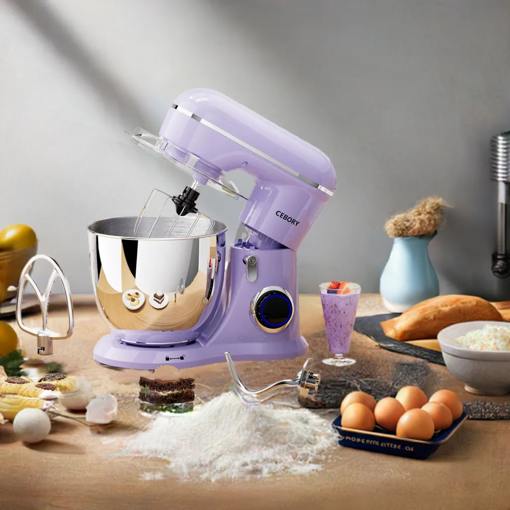 3-IN-1 Electric Stand Mixer Set 660W 10-Speed with Pulse Button 6.5QT Bowl Dough - Home Fusion