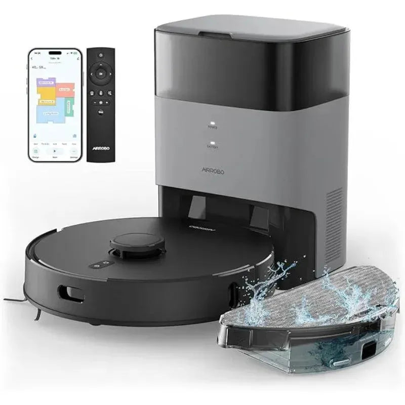 AIRROBO Robot Vacuum and Mop Combo, Self-Emptying, 60-Day Capacity, Home Mapping, Schedule, Wi-Fi/App/Alexa/Remote - Home Fusion